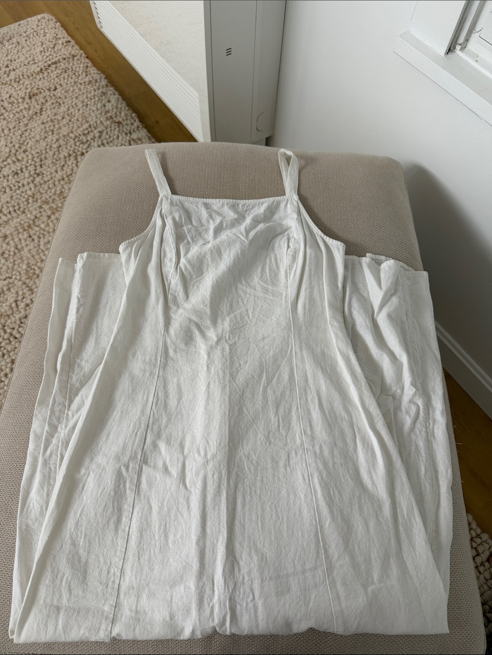 Old Navy White Midi Sundress with Thin Straps and Square Neck